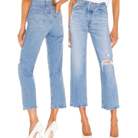 Levis Ribcage Ankle Premium big E Straight leg jean Tango Fray size 32